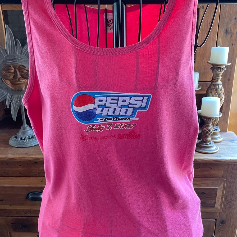 Vtg Pepsi 400 at Daytona 2007 NASCAR Racing Women's Tank Top XL Bright Pink